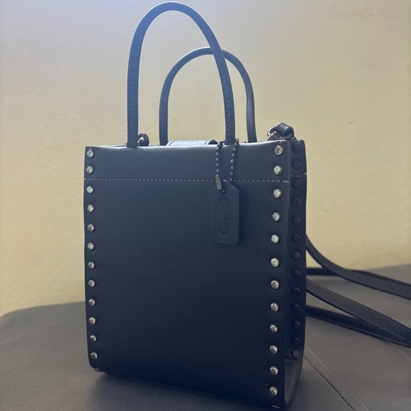 Coach Handbags - Coach Mini Cashin Tote With Crystal Rivets V5 / Black / New Without Tags